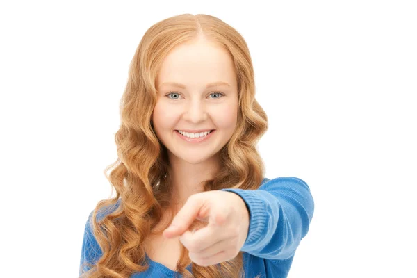 Affärskvinna pekar fingret — Stockfoto
