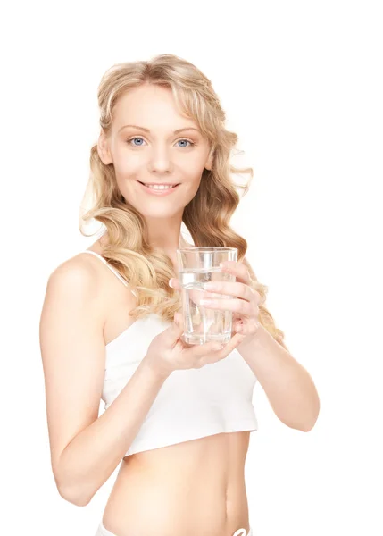 Hermosa mujer con vaso de agua —  Fotos de Stock
