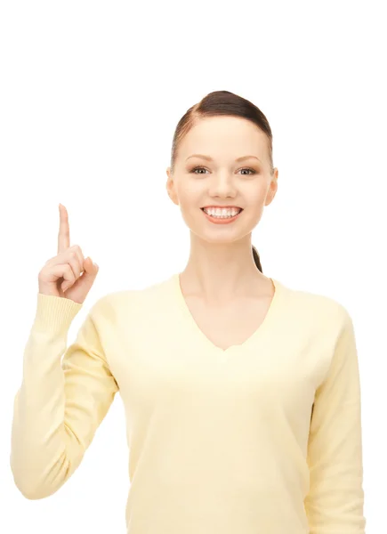 Женщина с поднятым пальцем Лицензионные Стоковые Фото