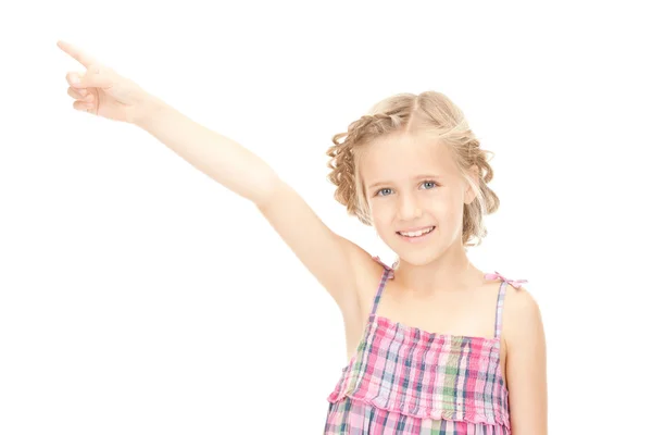 Little girl pointing her finger — Stock Photo, Image
