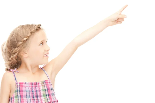 Little girl pointing her finger — Stock Photo, Image