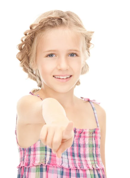 Mała dziewczynka jej palec wskazujący — Zdjęcie stockowe