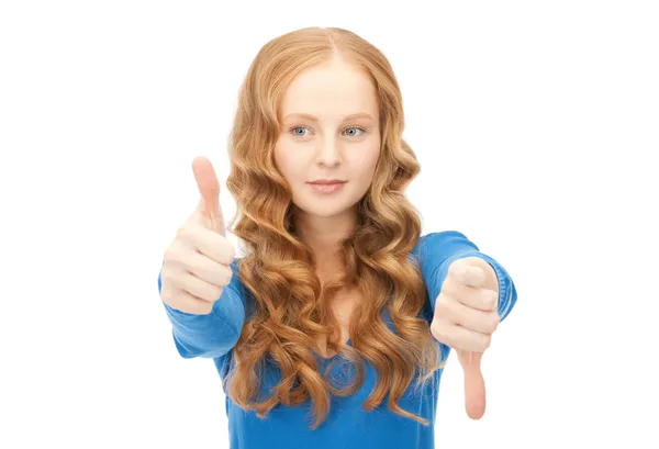 Thumbs up and thumbs down — Stock Photo, Image