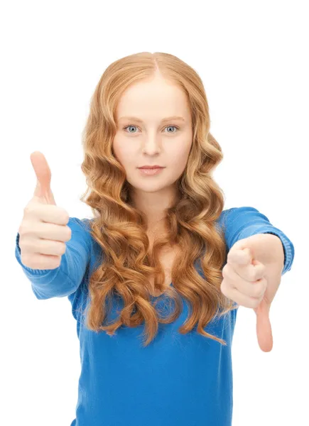 Thumbs up and thumbs down — Stock Photo, Image