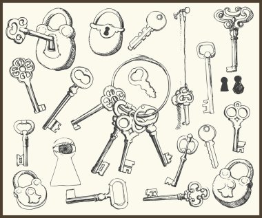 Various kinds of keys clipart