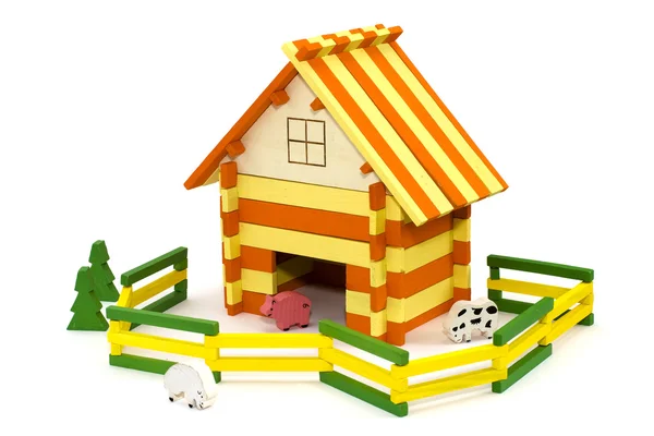 Quinta de brinquedos de madeira — Fotografia de Stock
