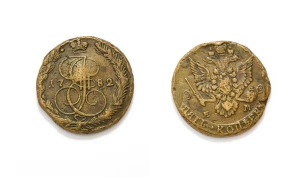 Coin of Russian Empire 18th century 1782 — Stock Photo, Image