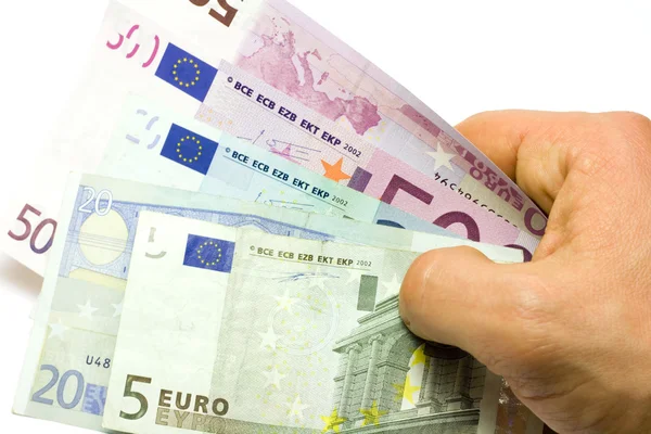 Mano sosteniendo euros — Foto de Stock