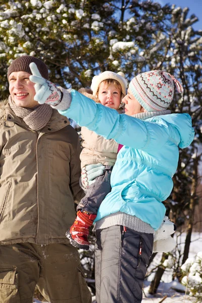 Familie in winterdag — Stockfoto