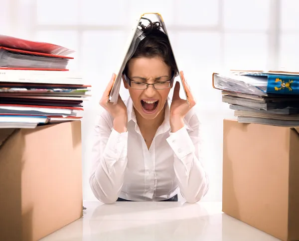 Young businesswoman in stress — Stock Photo, Image