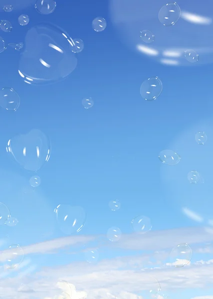 蓝蓝的天空背景下的肥皂泡 — 图库照片
