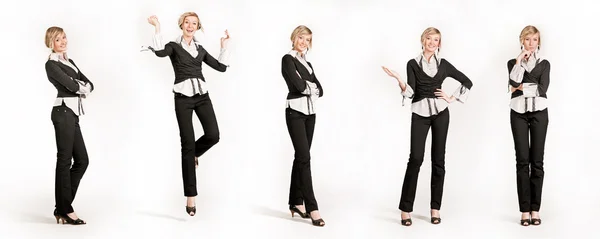 Vijf jonge gelukkig zakenvrouw verschillende poses — Stockfoto