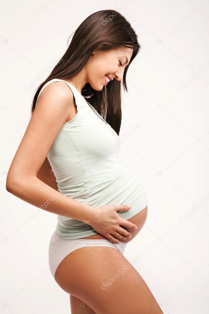 Standing pregnant