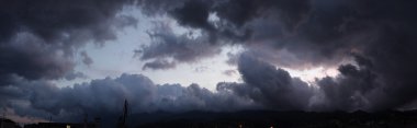 Panoramic view of a sky above ocean before storm clipart