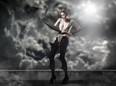 Vogue style photo of a young woman clipart