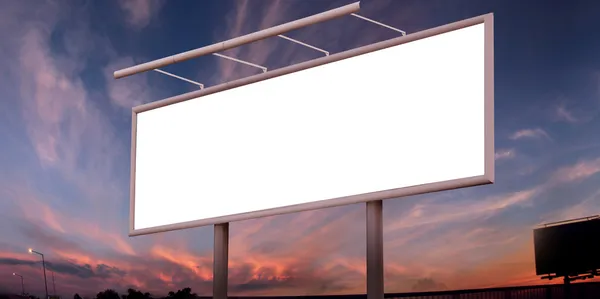 Blank big billboard over sunset sky — Stock Photo, Image