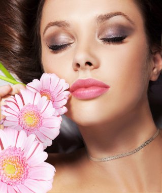 Portrait of a beauty lady with flowers clipart