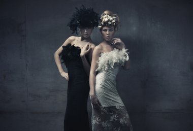 Fine art photo of a two fashion ladies clipart
