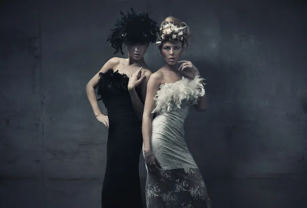 Belle foto d'arte di due signore della moda — Foto Stock