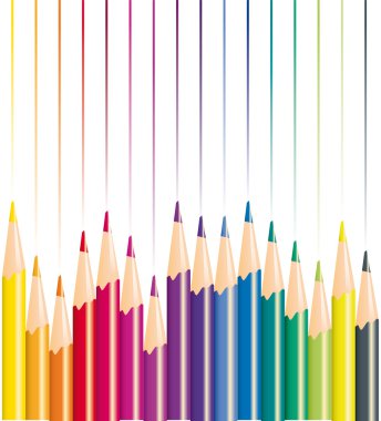 Pencils of different color for drawing, vector illustration clipart