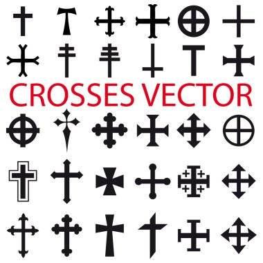 Set Crosses vector. various religious symbols clipart