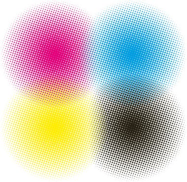 Halftone CMYK vector illustration background clipart