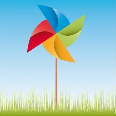 Windmill vector origami illustration clipart