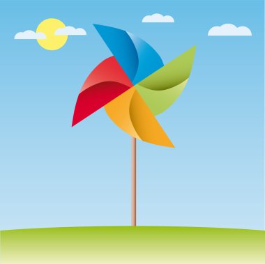 Windmill vector origami illustration clipart