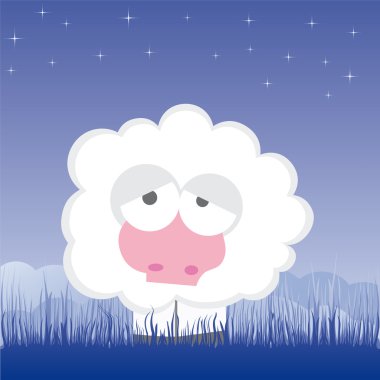 Sheep on the field vector illustration cartoon clipart