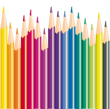 Pencils of different color for drawing, vector illustration clipart