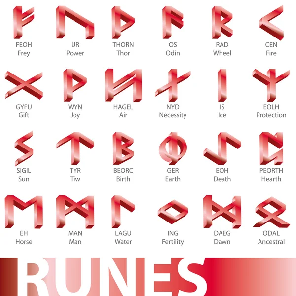 Juego completo de ilustración vectorial de runas — Archivo Imágenes Vectoriales