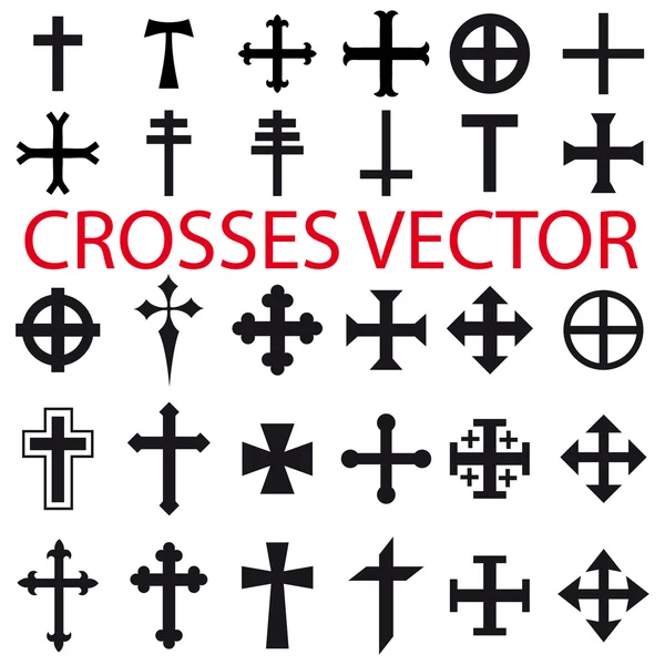 クロスベクトルを設定します。様々な宗教的シンボル — ストックベクタ