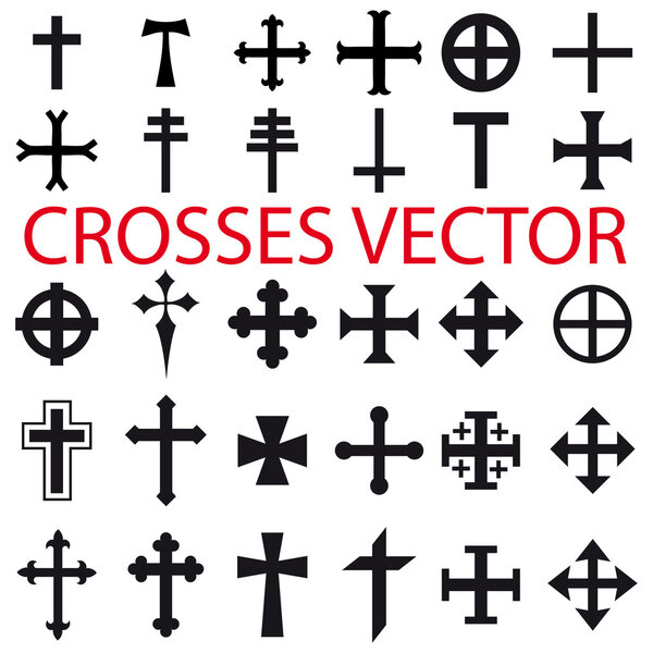 Set Crosses vector. various religious symbols