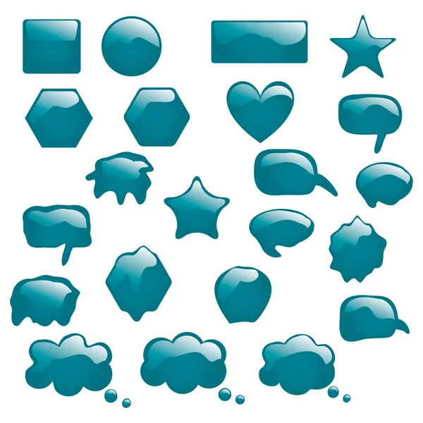 Conjunto de burbujas iconos símbolos hablan brillante discurso pensamiento — Vector de stock
