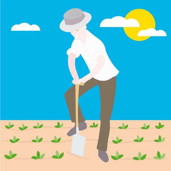 Vektor eines Bauern, der Samen aussät Illustration Karikatur — Stockvektor
