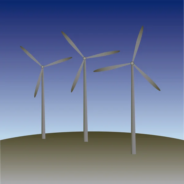 Väderkvarn på fältet vektor illustration tecknade — Stock vektor