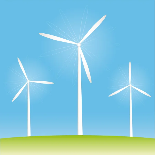 Moinho de vento no campo ilustração vetorial cartoon —  Vetores de Stock
