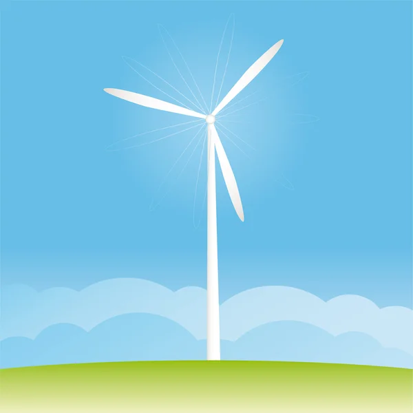 Windmolen op het veld vector illustratie beeldverhaal — Stockvector
