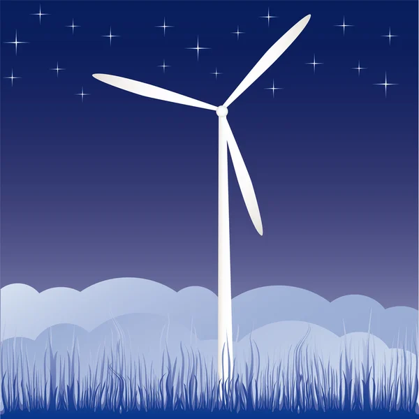 Mulino a vento sul campo vettore illustrazione cartone animato — Vettoriale Stock