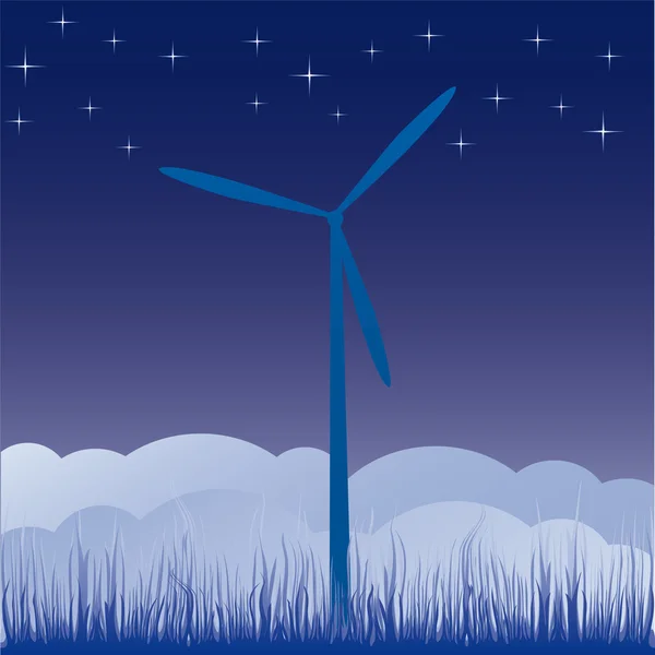 Windmill on the field vector illustration cartoon — Stock Vector