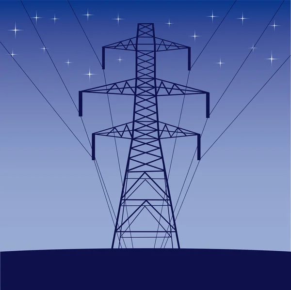 Vector silhouette of high voltage electric line — Stock Vector