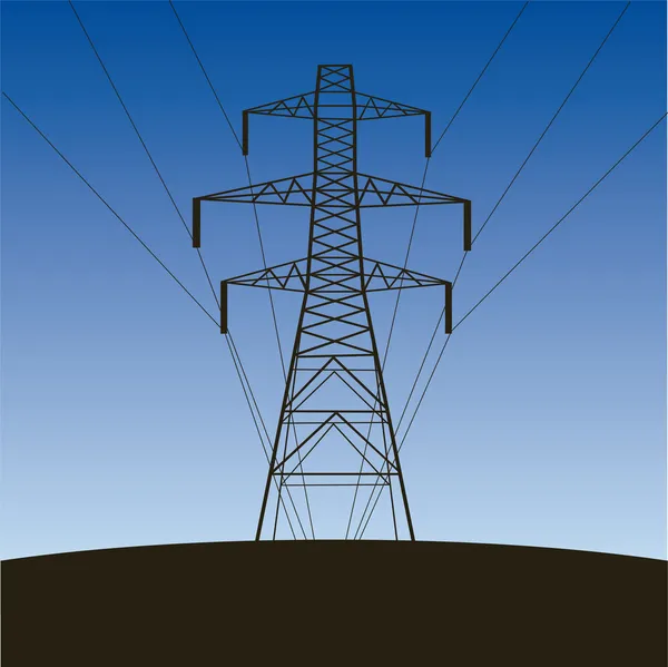 Vektor silhuet af højspænding elektrisk linje – Stock-vektor