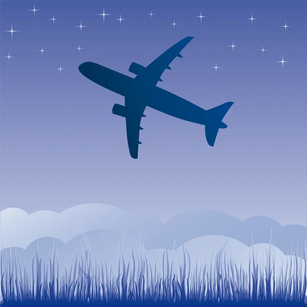 Airplane aero aviation silhouette. Vector cartoon illustration. — Stock Vector