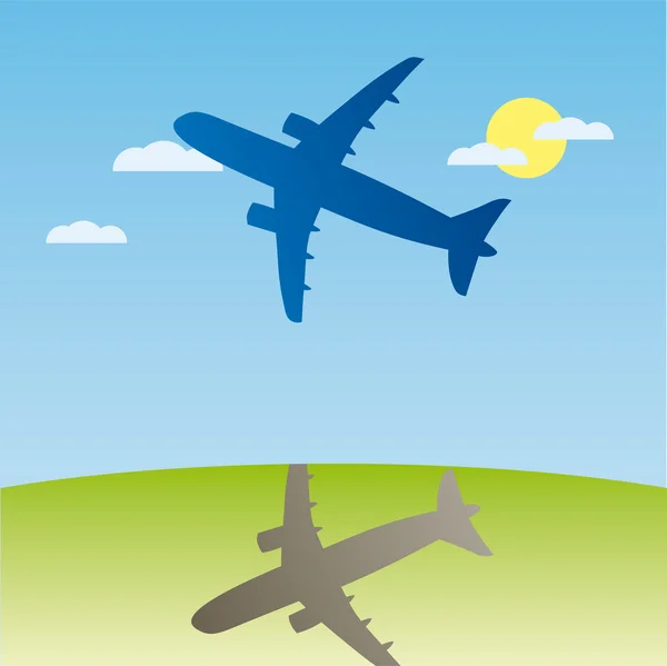 Flugzeug Aero Aviation Silhouette. Vektor Cartoon Illustration. — Stockvektor
