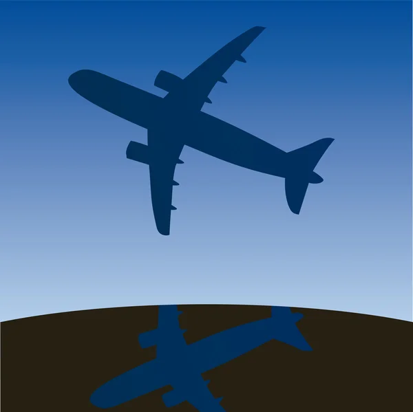 Airplane aero aviation silhouette. Vector cartoon illustration. — Stock Vector