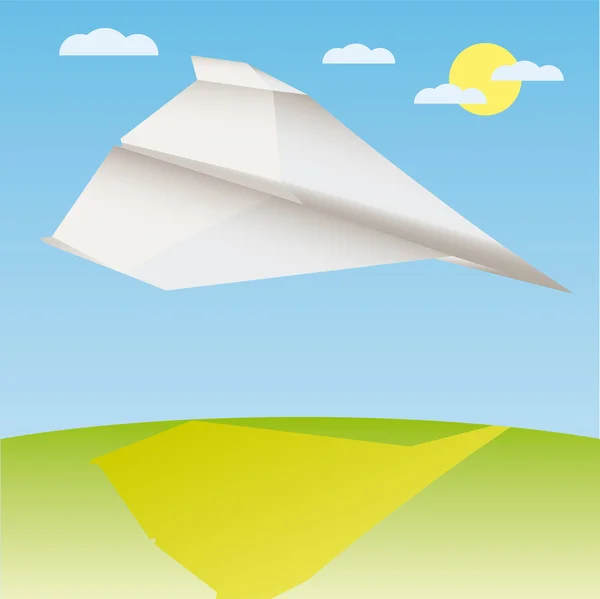 Papírové letadlo vektorové ilustrace kreslené — Stockový vektor