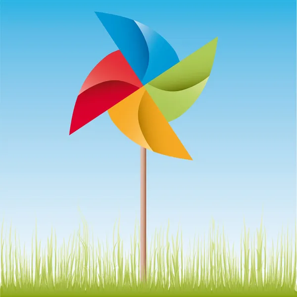 Vettore del mulino a vento origami illustrazione — Vettoriale Stock