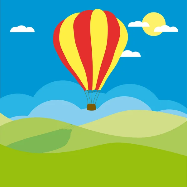 Balão de ar quente no céu azul —  Vetores de Stock
