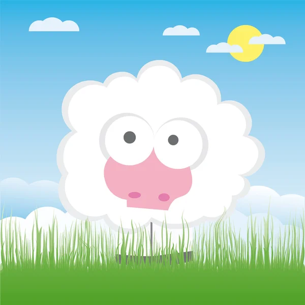 stock vector Sheep on the field vector illustration cartoon