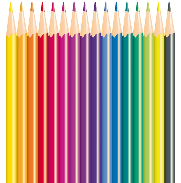Pencils of different color for drawing, vector illustration — Stock Vector